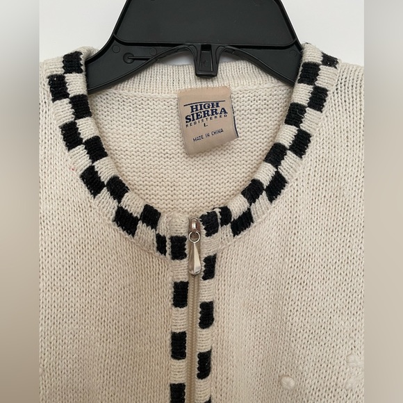 High Sierra long sleeve zipper front Christmas Holiday sweater size Large- cream - Picture 2 of 9